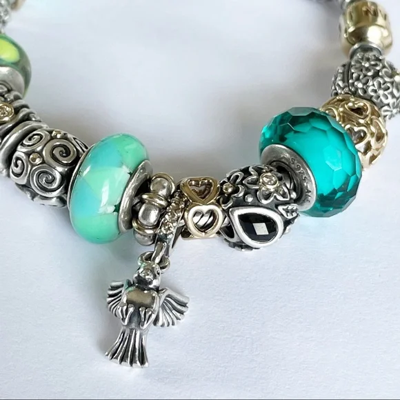 Pandora Dew Drops on Flowers Diamond Charm w/14k Details, Onyx & Diamonds - Picture 3 of 16